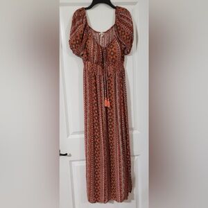 EUC Derek Heart Womens BOHO  Off-the-Shoulder Maxi Sundress Size Large